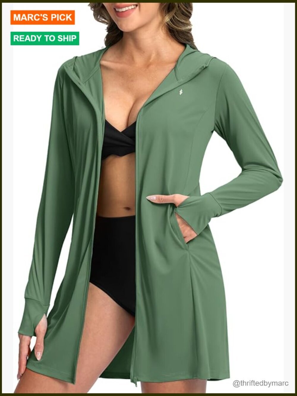 UPF 50+ Sun Protection Hoodie Lightweight Swim Cover Up Jacket